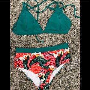 Green & Floral Bikini